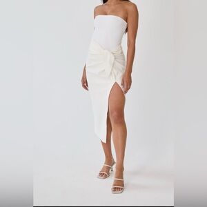 BOA Linen Wrap Midi Skirt